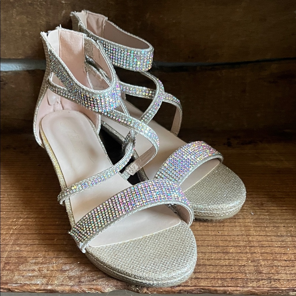 #71:Sparkling gold Kids Dress Shoes - Picture 2 of 4